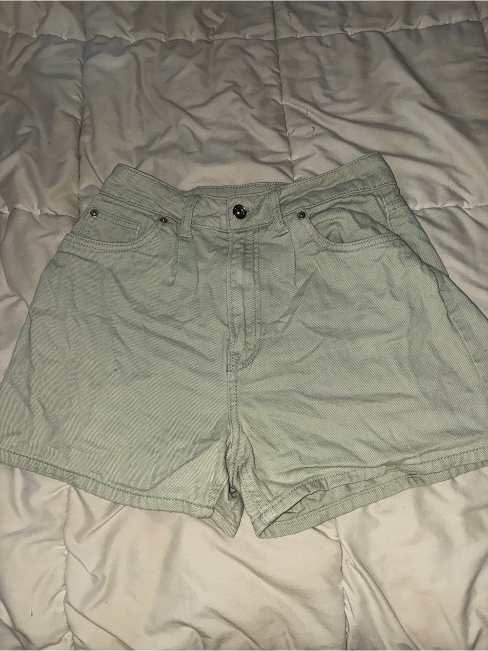 H&M Light Mint Green High-Rise Jean Shorts